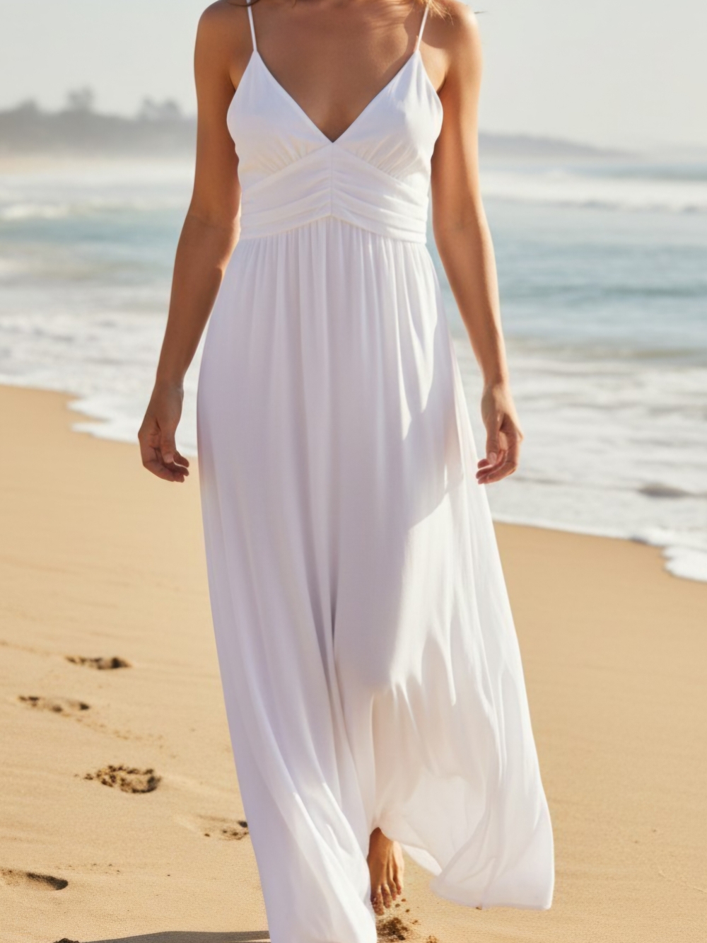 Alexia Admor White Spaghetti Strap V-Neck Maxi Dress